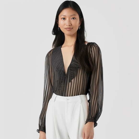 sheer women ruffled blouse - Picture 1 of 5